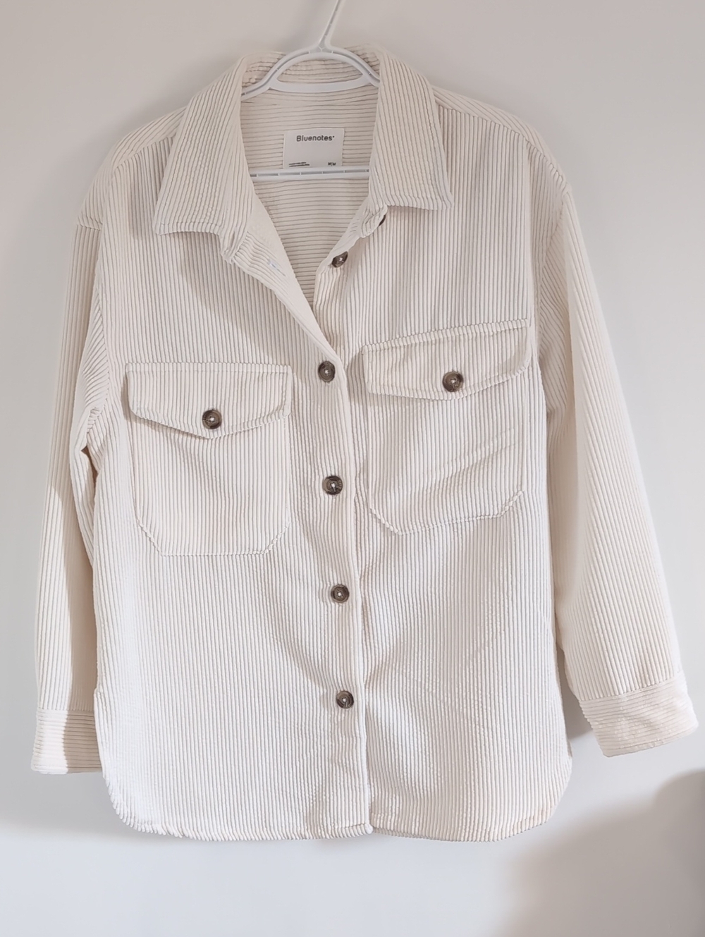 Bluenotes Off-White Ribbed Corduroy Button-Up Jacket